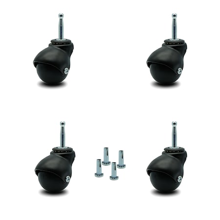 Service Caster 2 Inch Flat Black Hooded Grip Neck Ball Casters, 4PK SCC-GN01S20-POS-FB-516-4